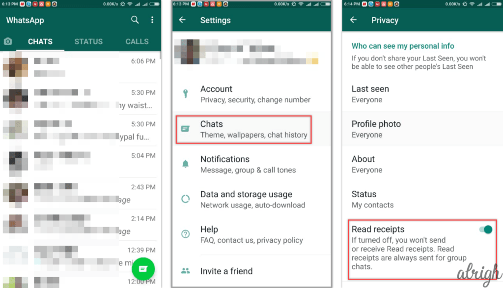 How To Hide Blue Ticks Read Receipts in WhatsApp