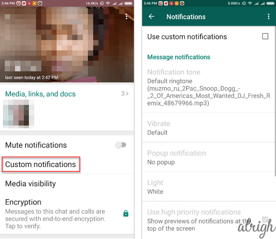 How to Give Custom Notification to a WhatsApp Contact