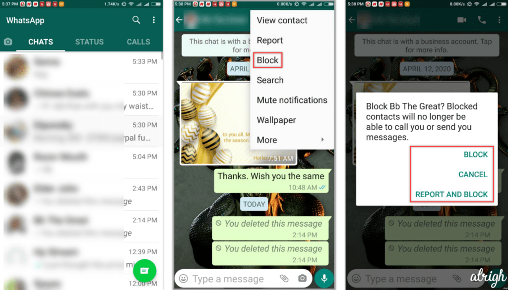 Block a WhatsApp Contact