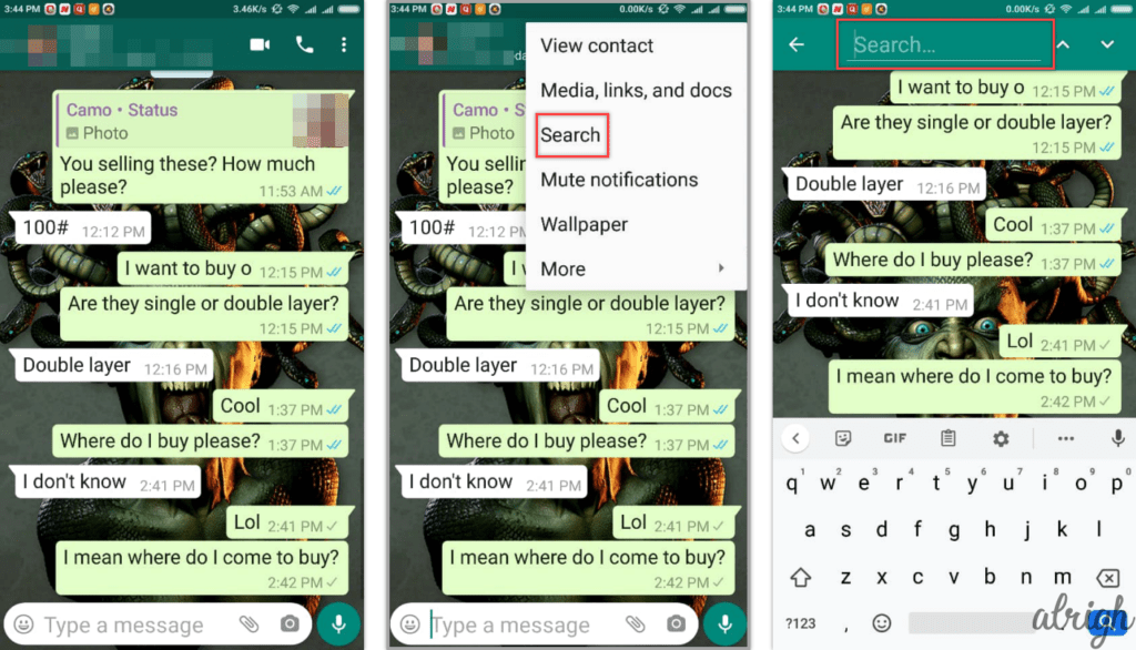 how do you search a WhatsApp conversation