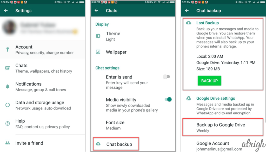 how to backup WhatsApp chats to google drive