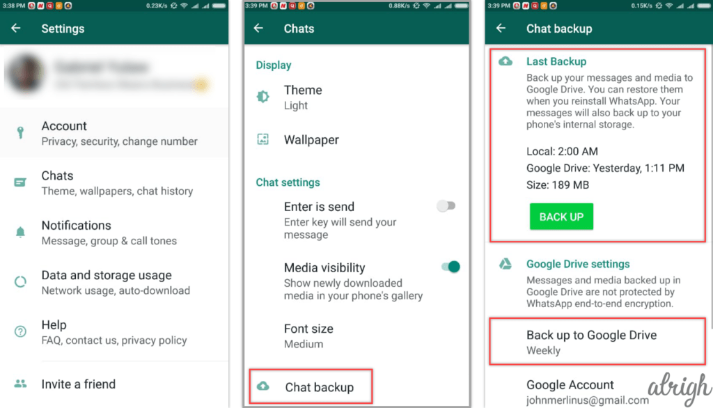 how to backup WhatsApp chats to google drive