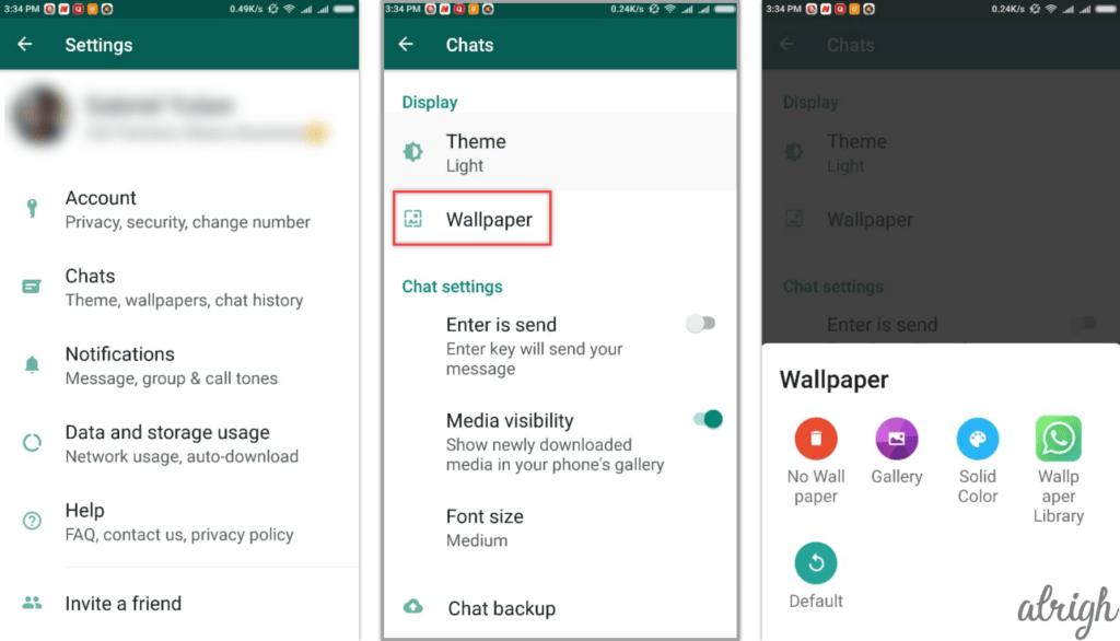 how to change WhatsApp wallpaper