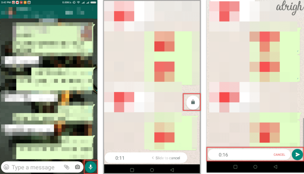 how to keep recording even after realeasing microphone button in whatsapp