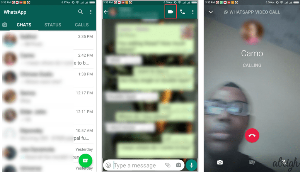 how to make a video call using whatsapp