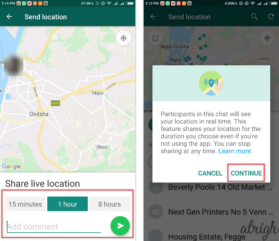 share live location using whatsapp
