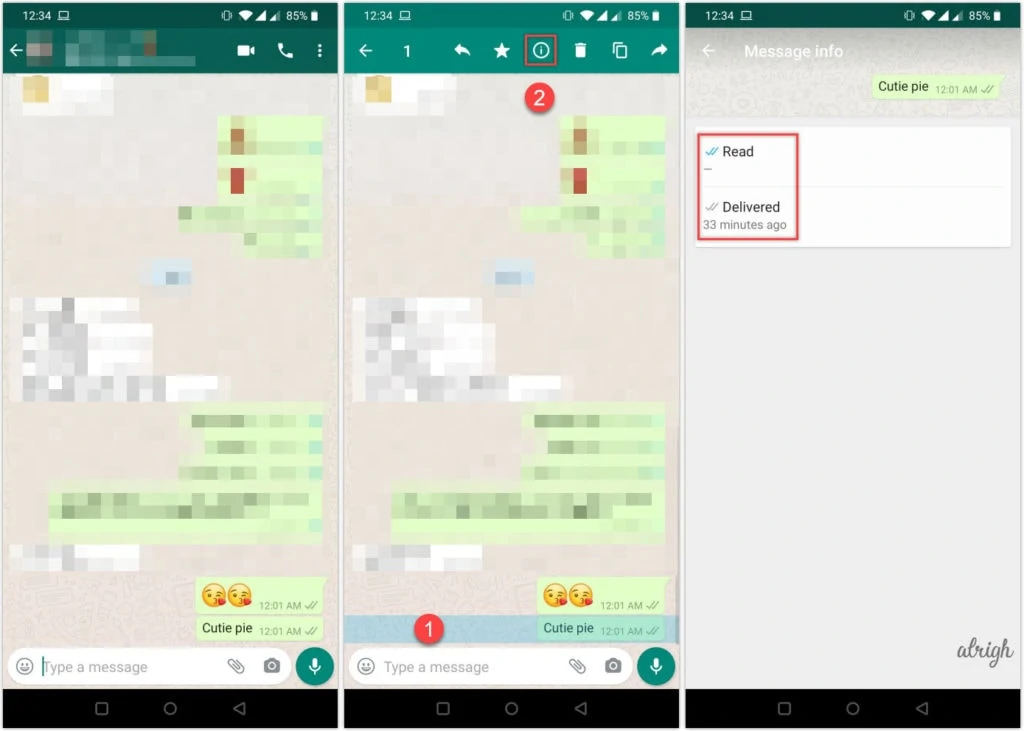 Check message info on WhatsApp for Android
