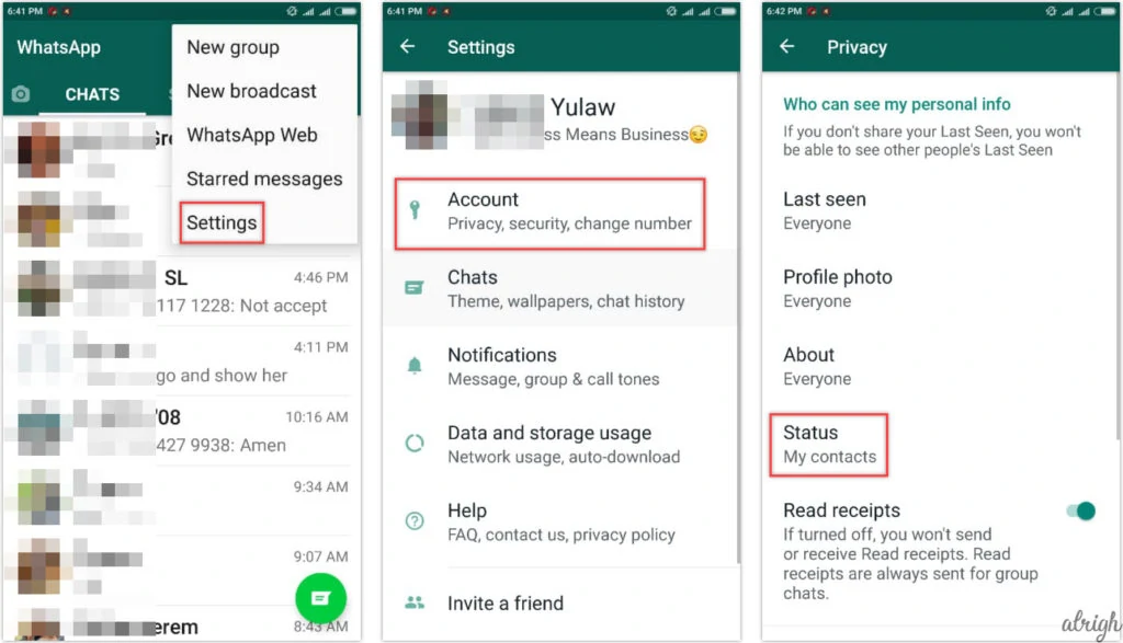 How to hide WhatsApp status update