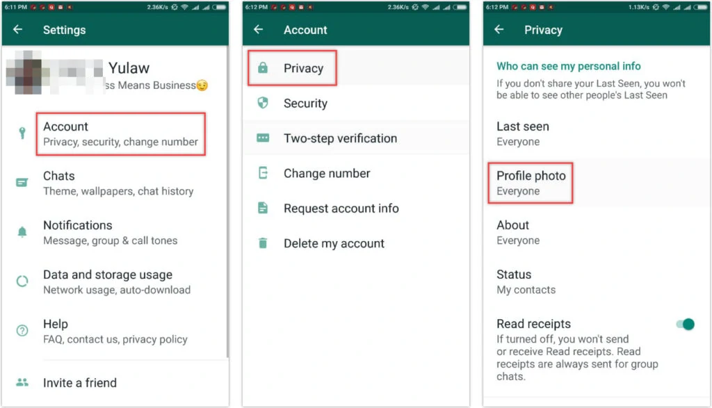How to hide profile photo on WhatsApp