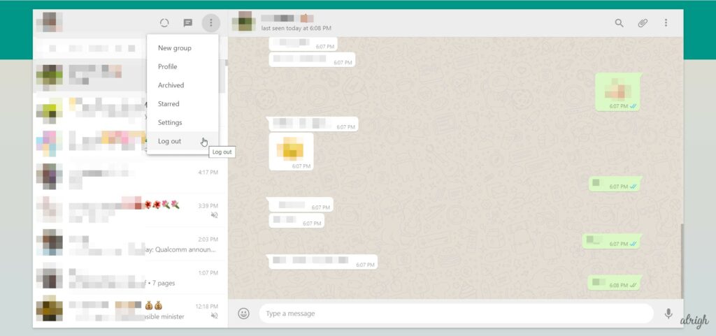 How to log out from WhatsApp Web