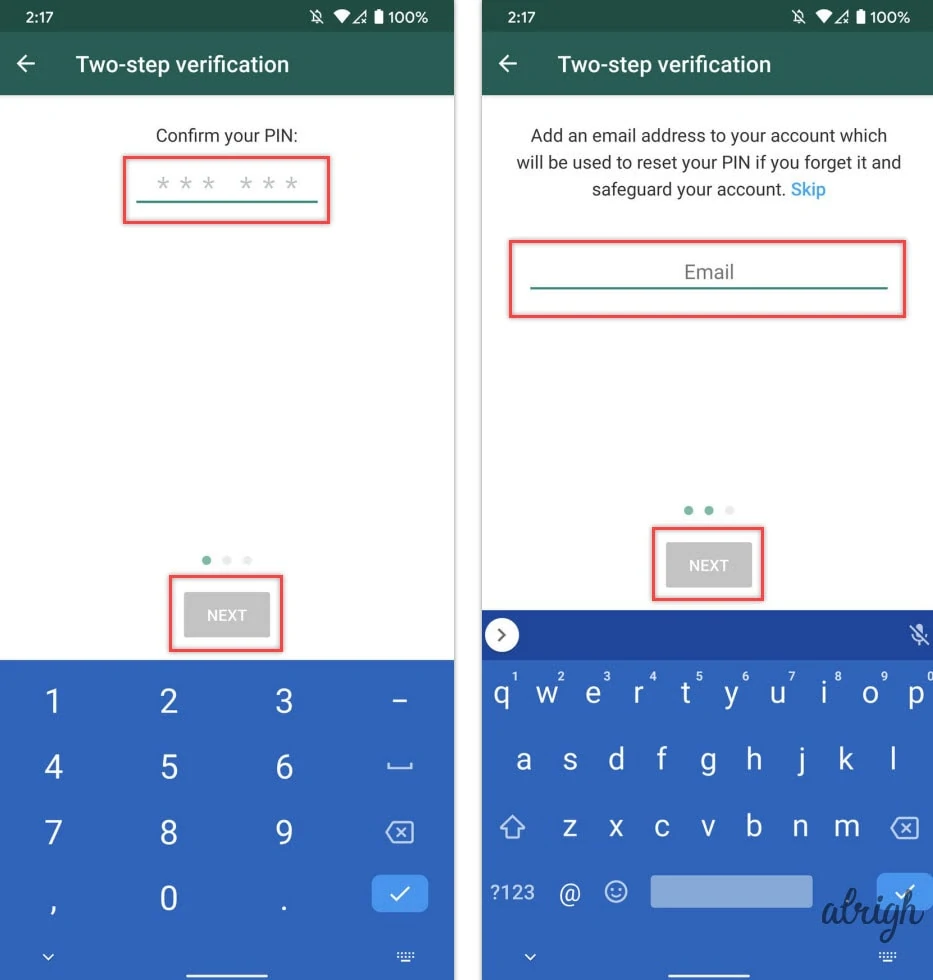 Set Up 2 Step Verification on WhatsApp for Android