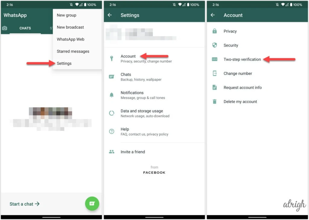 Turn off two factor authentication in WhatsApp Android