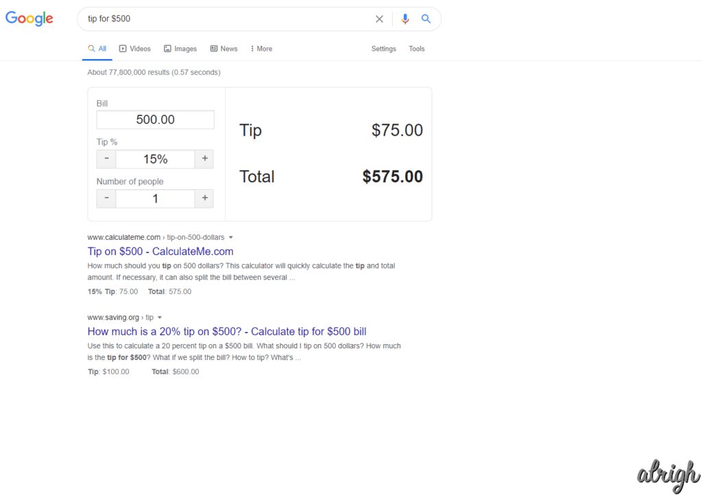 Google Tipping Trick