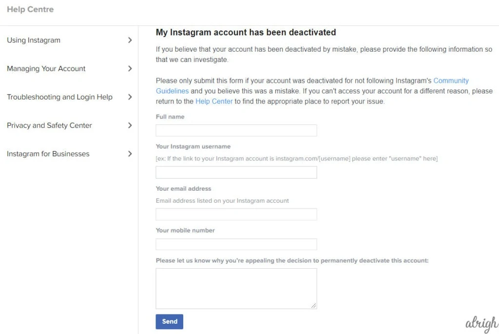 How to appeal Instagram account deactivation