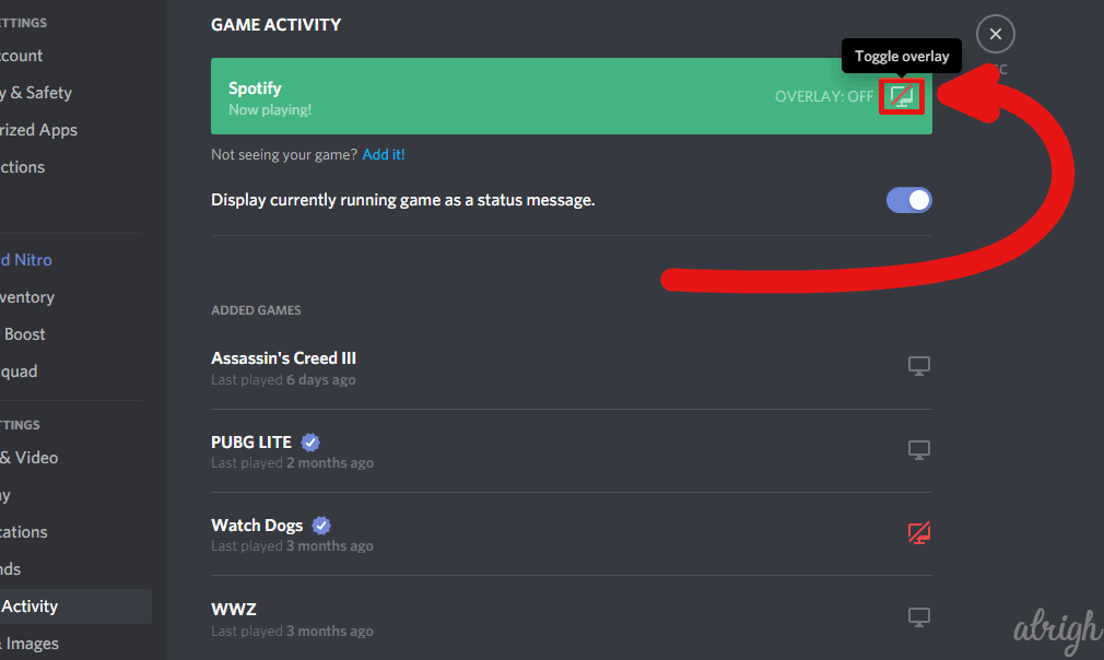 check if discord can see your game activity 4