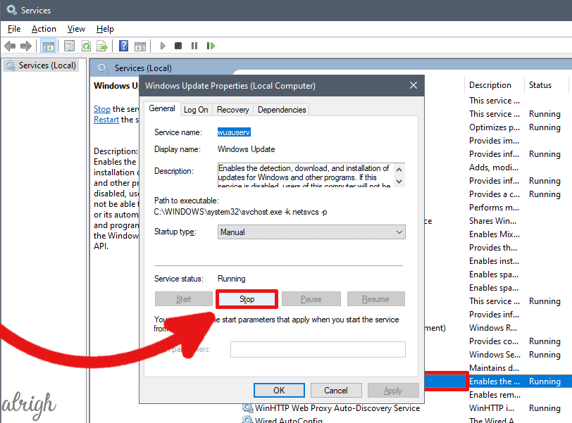Clear the software distribution folder to restart Windows update service 3