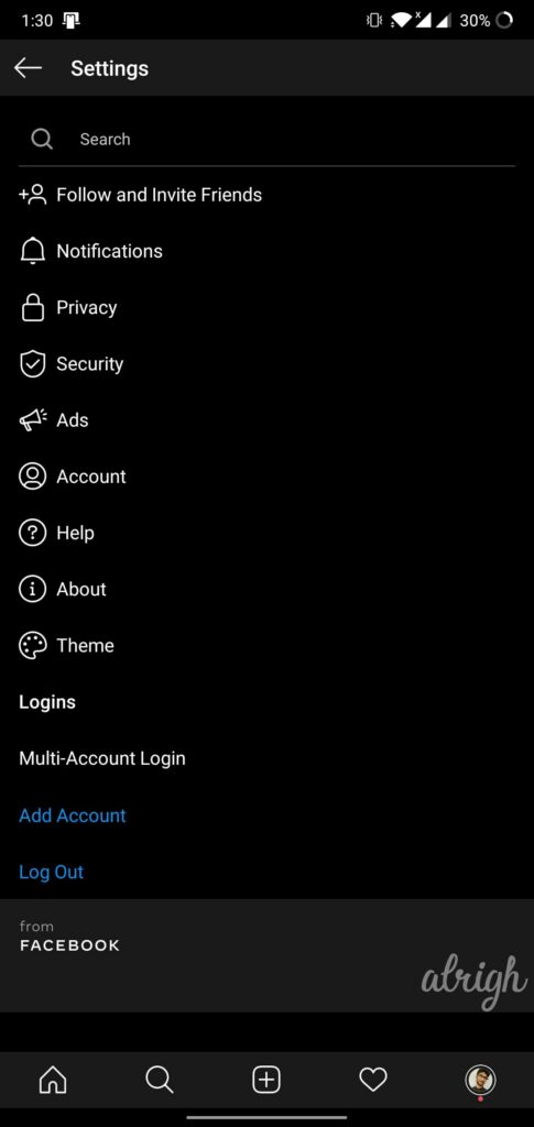Instagram Android Settings From Facebook