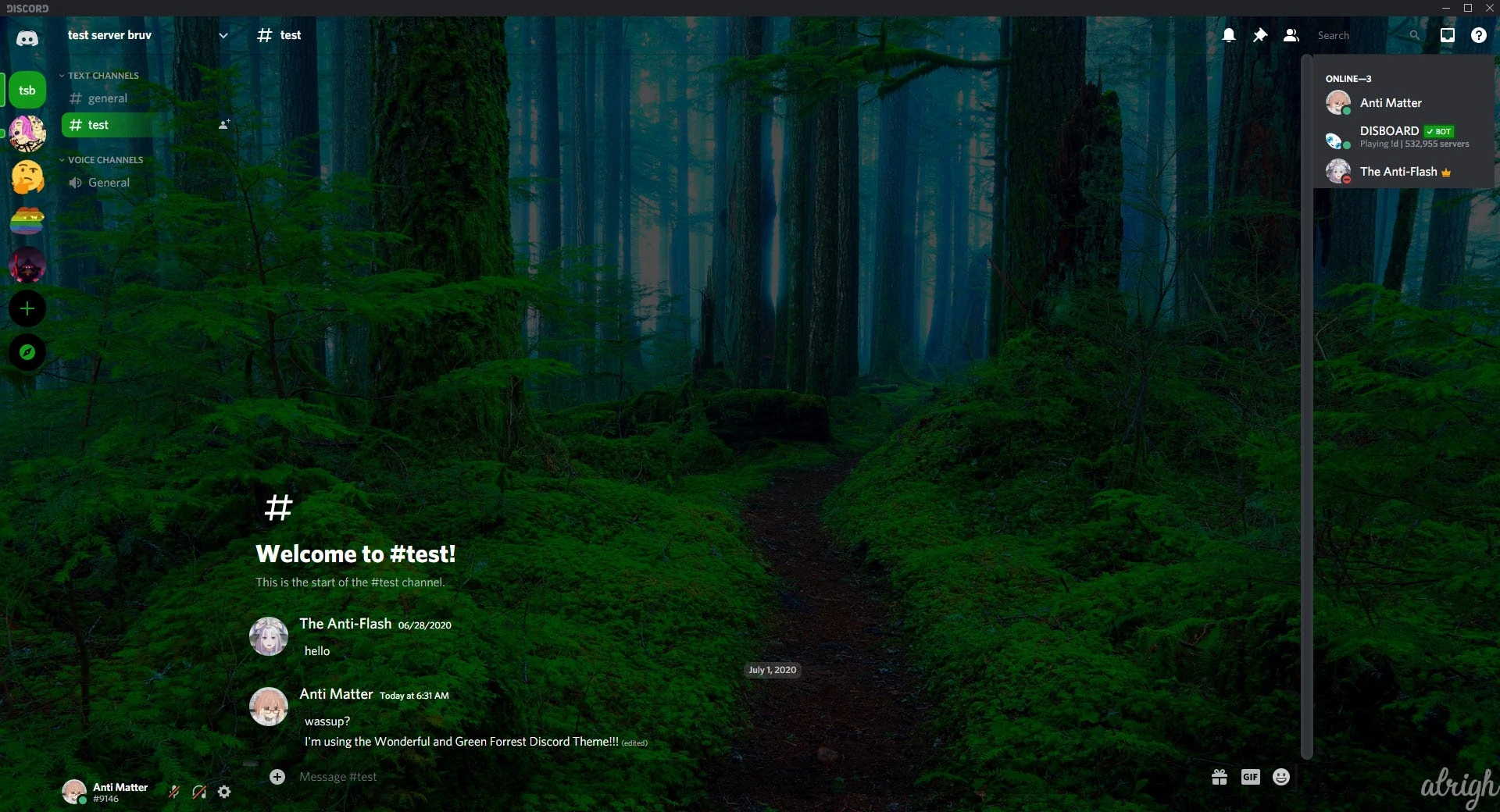 Wonderful and Green Forrest Discord Theme