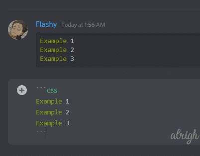 Coloring text green with css syntax on Discord