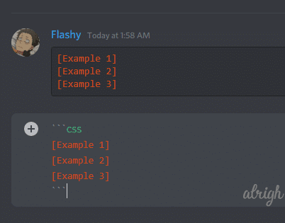 coloring text yellow with css syntax on Discord