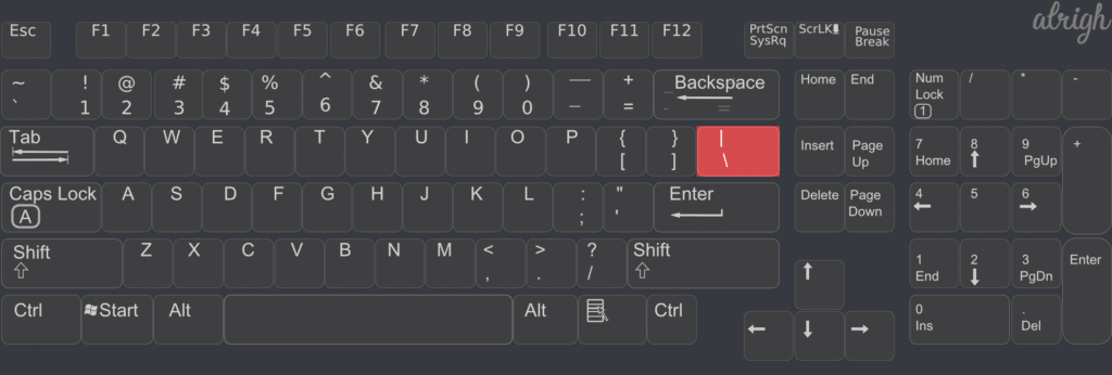 English Standard Keyboard Backslash Position