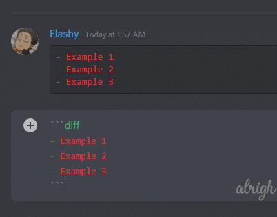 Coloring text red with diff syntax on Discord