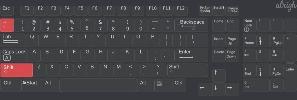 English standard Keyboard Tilde position