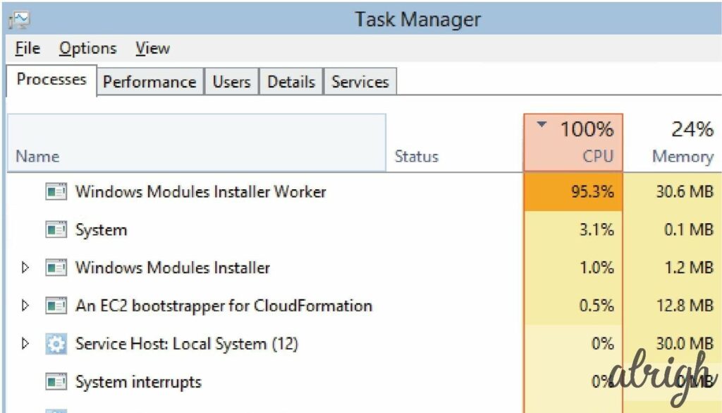 Windows Modules Installer Worker (TiWorker.Exe) 100% CPU Usage