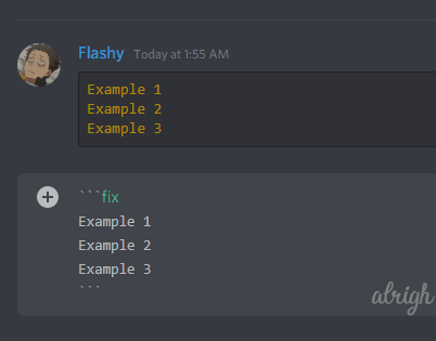 Coloring text yellow with fix syntax on Discord