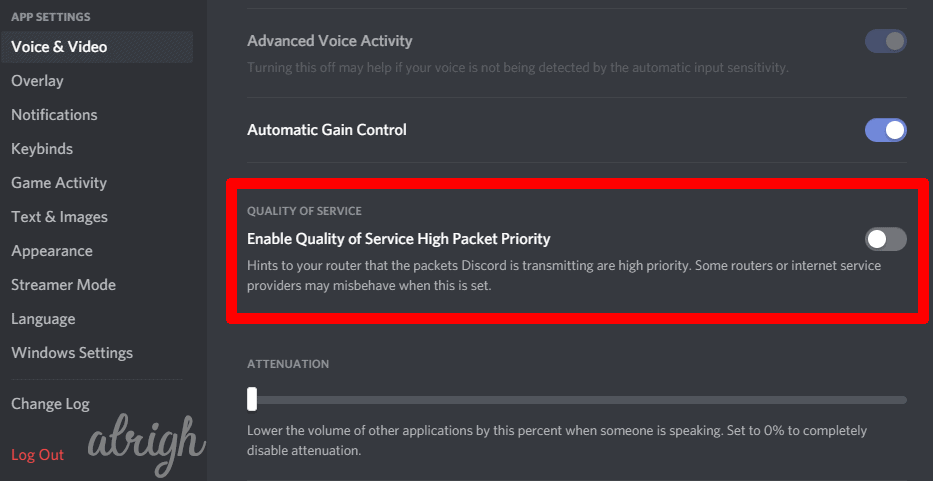 Disable Quality of Service High Packet Priority in Discord 2