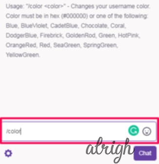 Using Chat Commands to Change Twitch Username Color 1