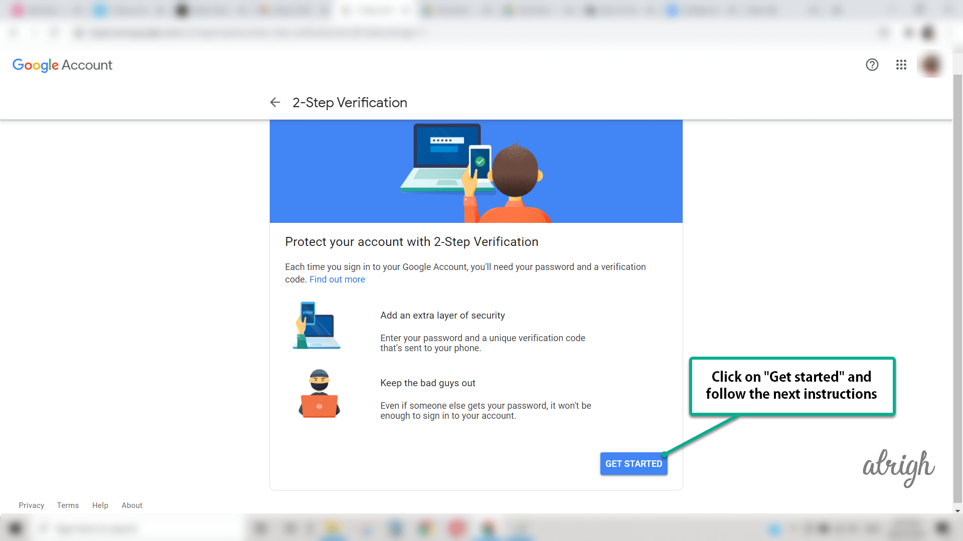 Getting started with 2 step verification method