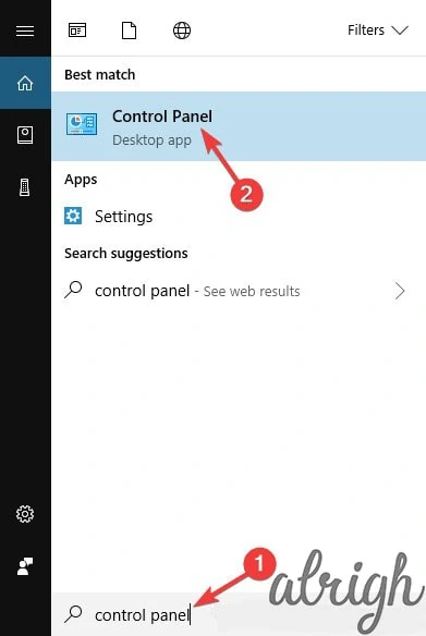 Search results for control panel in windows