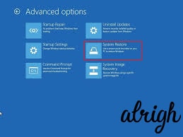 System Restore in advanced options