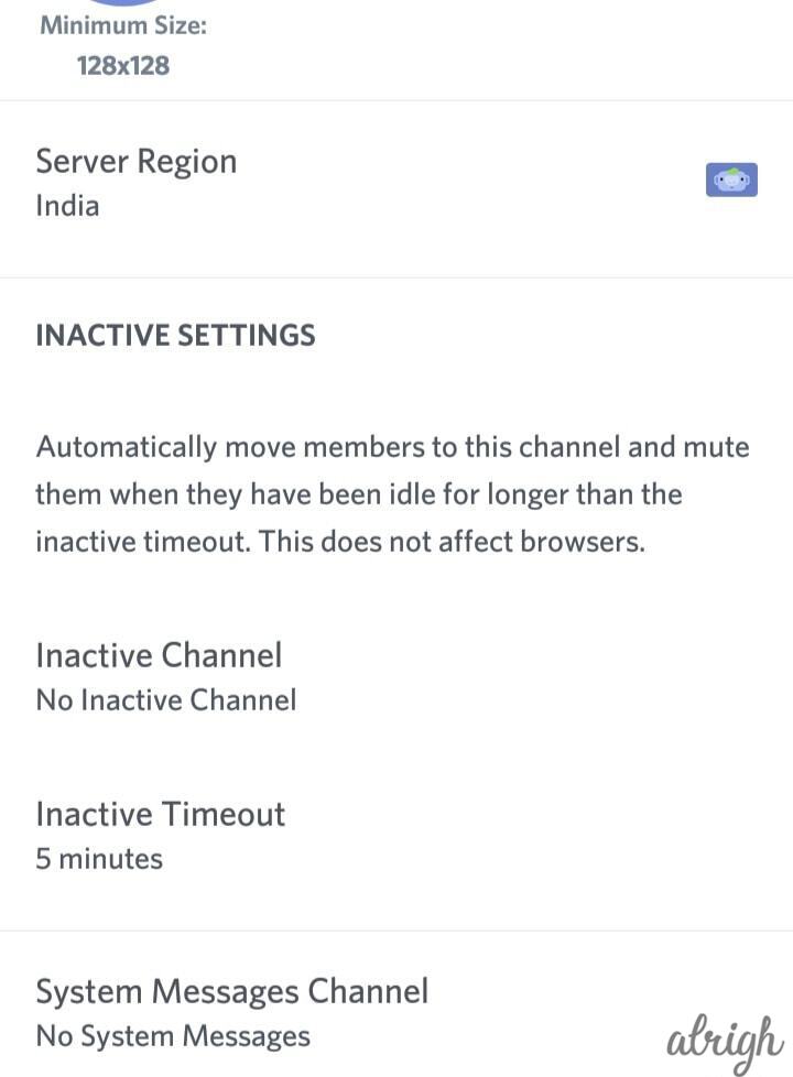 Select new Discord AFK Channel/Inactive Channel