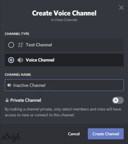 Name the voice channel