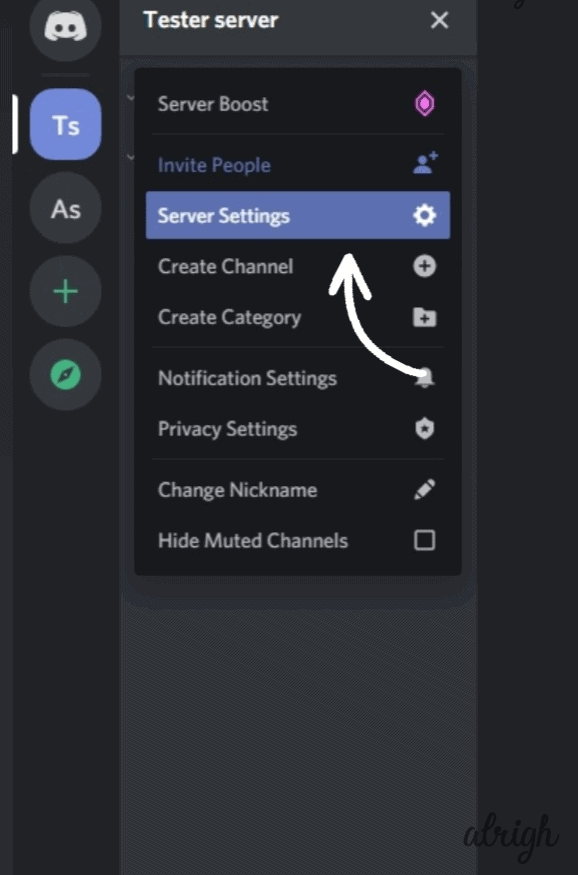 To convert the new voice channel into an AFK Discord Channel, go to server settings