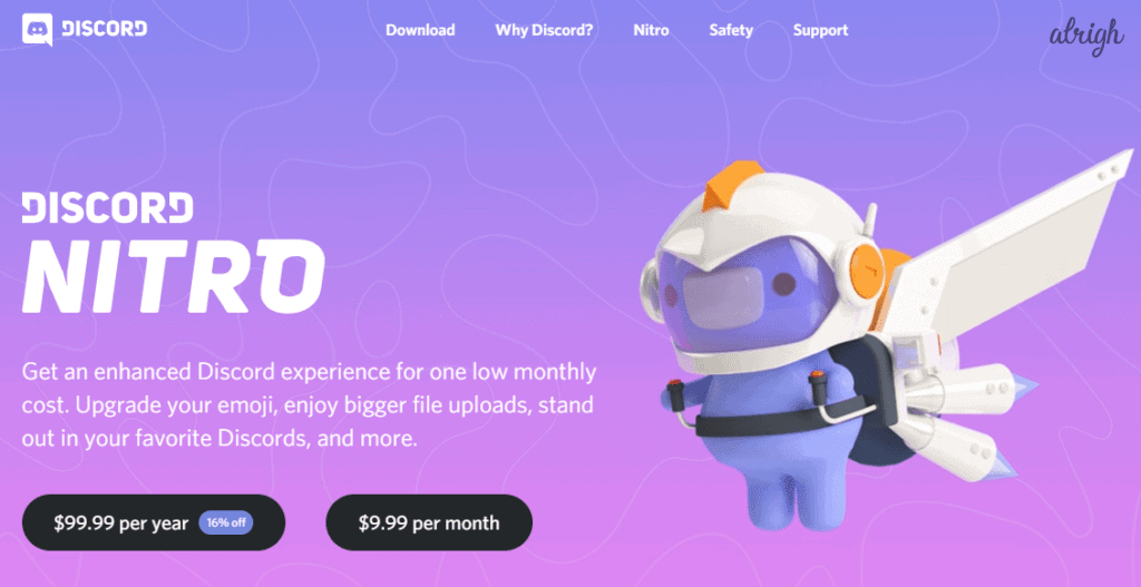 Buy Discord Nitro subscription at $9.99 per month