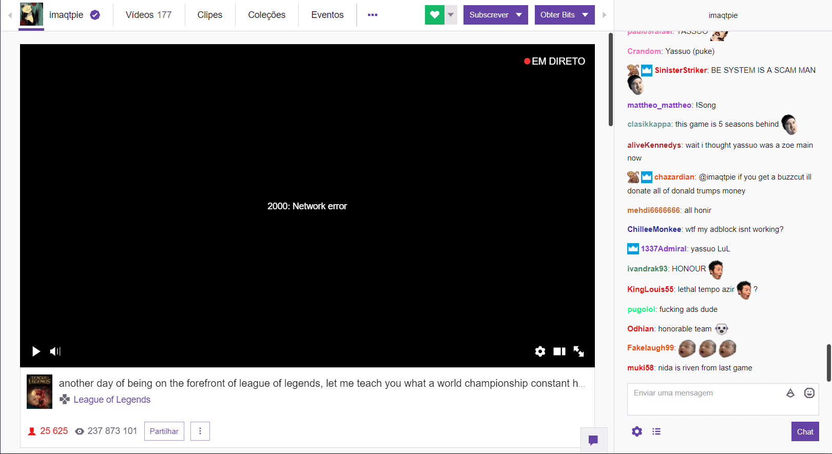 Twitch Error 2000 occurs due to a Network error, usually on the users' end.