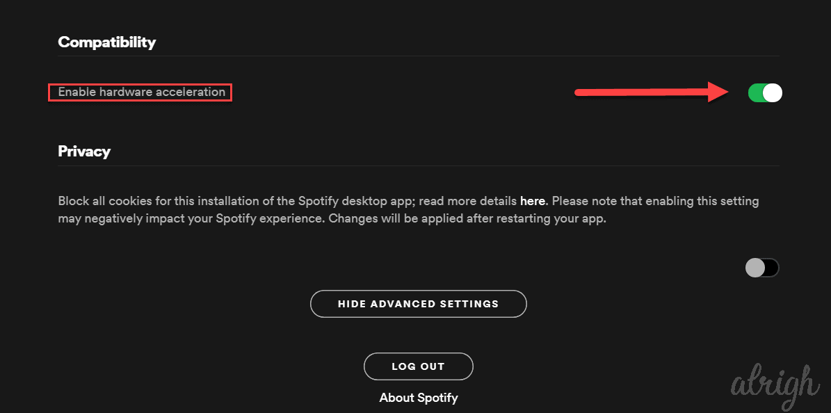 how to disable hardware acceleration on Spotify-2