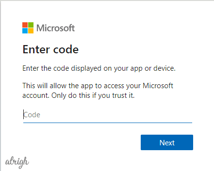 Open and bookmark the Microsoft Code access page on your PC.