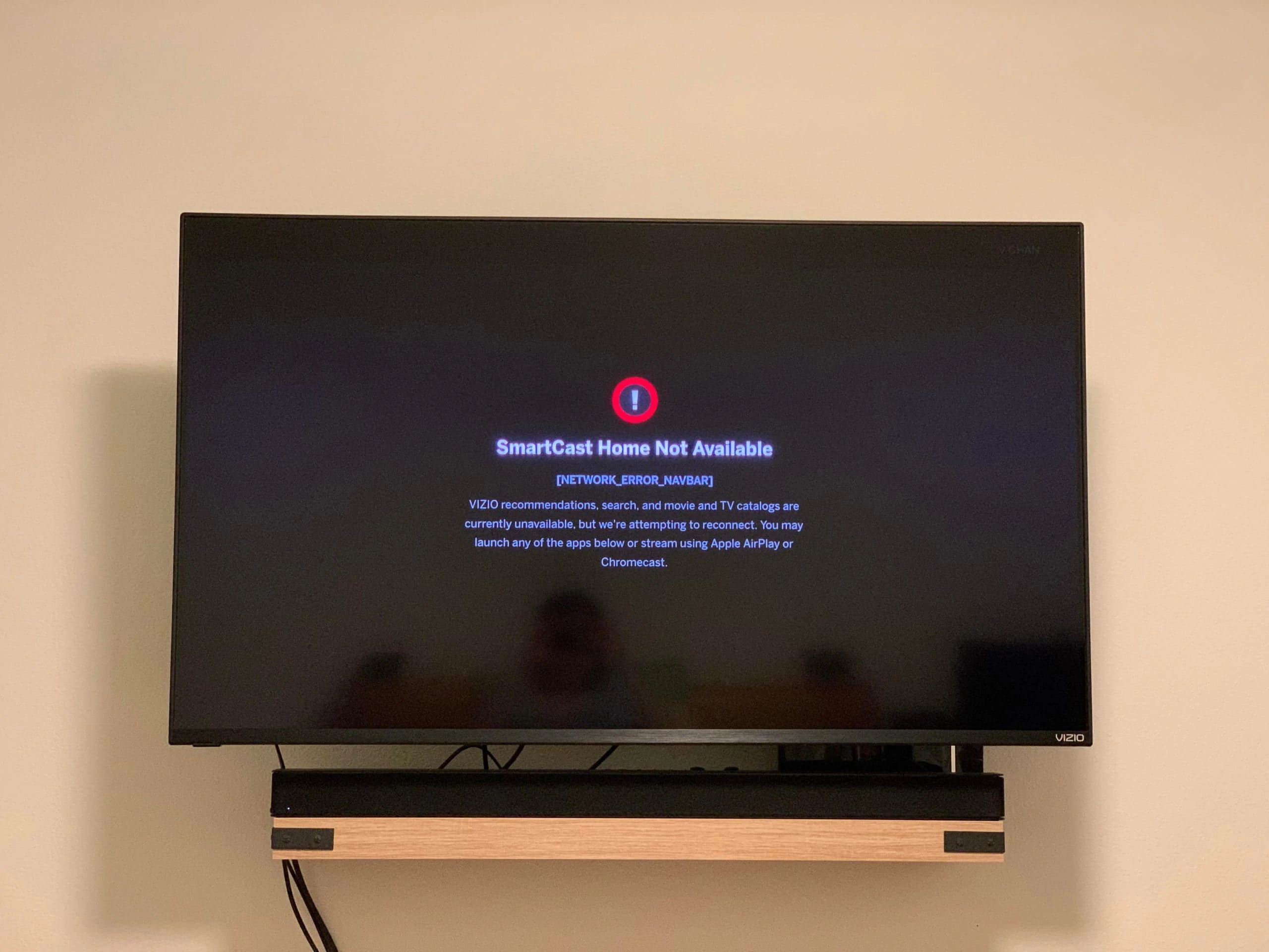 Vizio SmartCast TV Not Available error